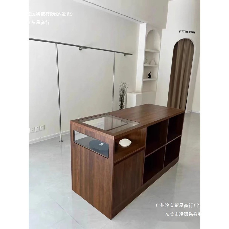 衣料品店中島中島キャビネットレジ収納ディスプレイテーブル流水バーオーナメント婦人服ディスプレイガラスカウンター|undefined