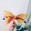 Frameless cut border butterfly shape cross -border foreign trade funny sunglasses inlaid diamond colorful tide party