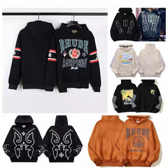 小衆潮牌rhudeアメリカレトロヴィンテージゆるいins高街カップルvtgフード付きパーカー