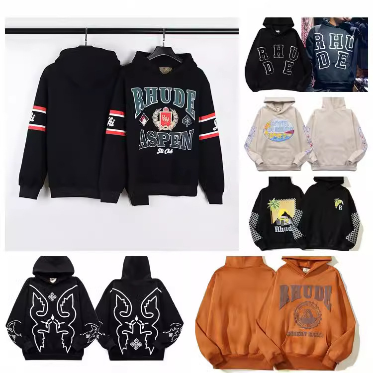 Niche Trendy Brand Rhude American Style Vintage vintage Loose Ins High Street Couple Vtg Hoodie Hoodie
