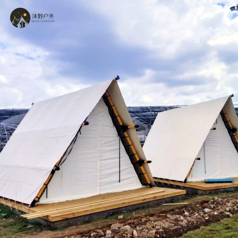 Tienda de campaña triangular de madera para camping Muye B&B, hotel, resort, zona panorámica, tienda de campaña de doble capa impermeable.