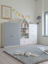 批發實木兒童簡易衣櫃組裝卧室小衣櫃組合書架收納櫃儲物櫃