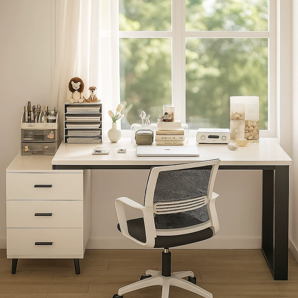 Компьютерный стол Настольный бытовой стол Спальня Студенческий письменный стол с выдвижным ящиком Стол для персонала и стул Комбинированный офисный стол