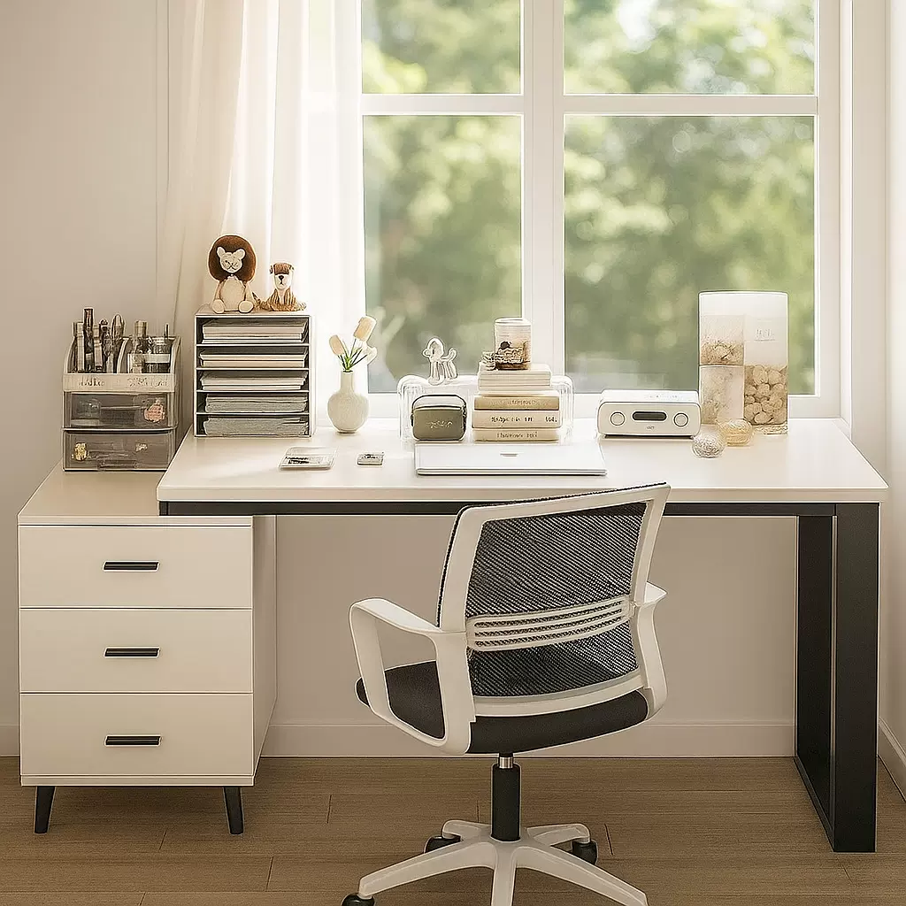 电脑桌台式家用书桌卧室学生写字桌带抽屉职员桌子桌椅组合办公桌