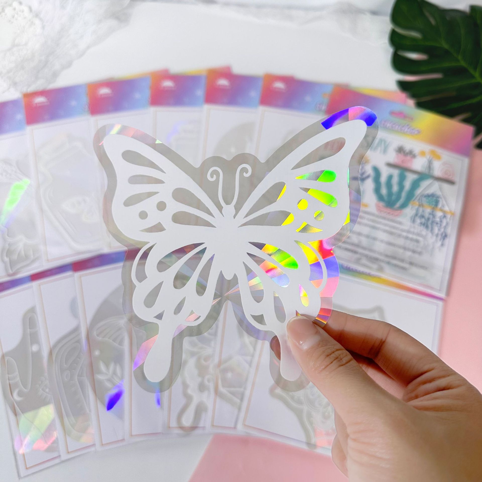 New Sunshine Catcher Colorful Anti Collision Glass Home Decoration with Adhesive Prism Laser Window Sticker_voghion.com
