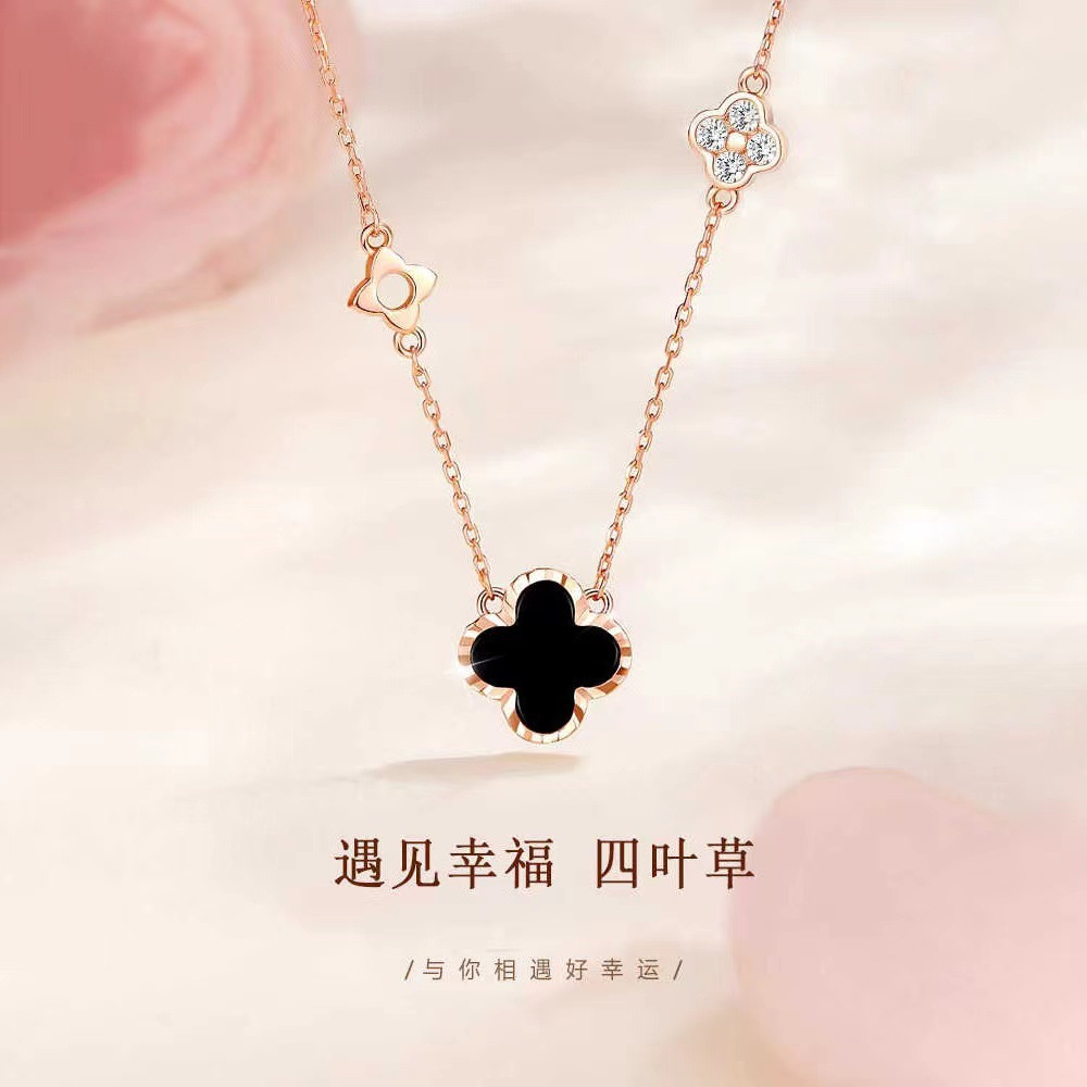 S999足銀四葉草項鍊女款2024新款純銀輕奢生日禮物七夕送女友