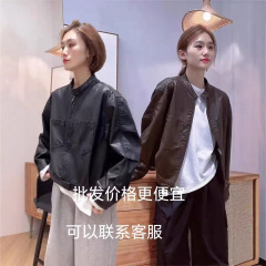 厂家直销25欧货爆今年流行上衣美拉德穿搭机车夹克皮衣外套女春秋