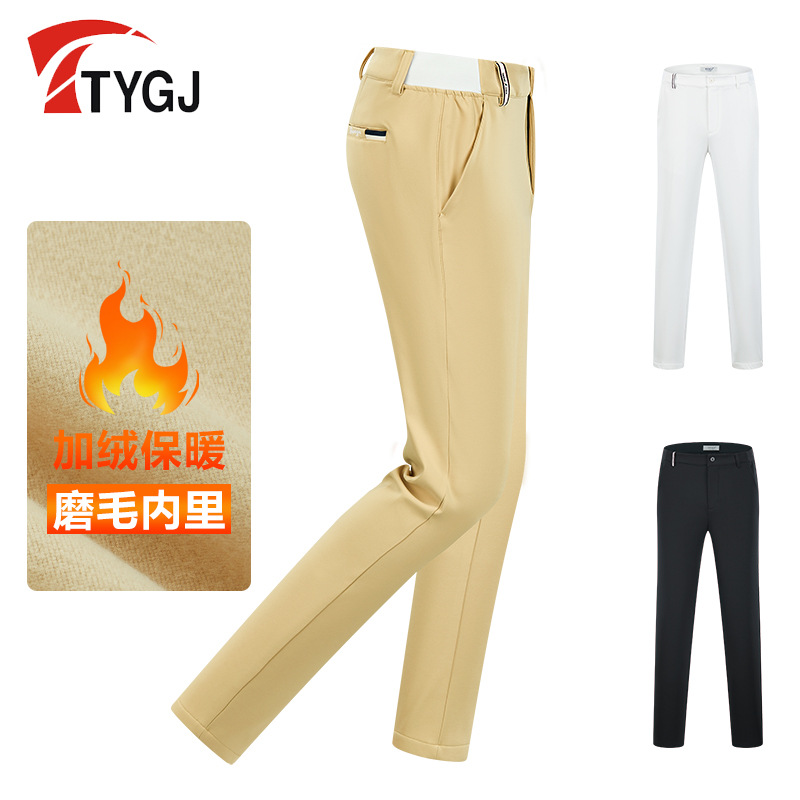 TTYGJ velvet golf pants men's autumn and winter warm thickened sports pants waterproof golf pants