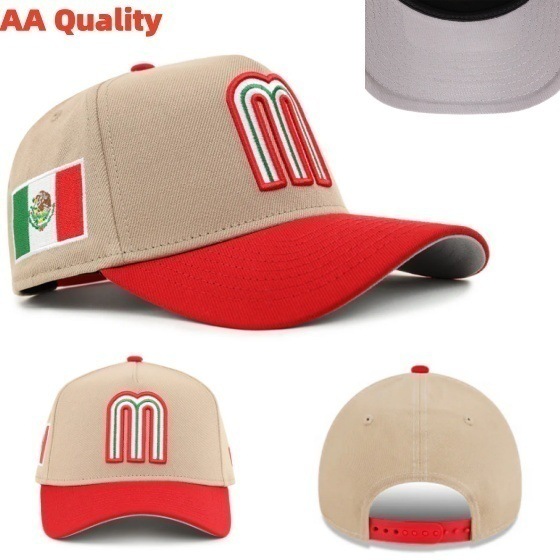 Comercio exterior transfronterizo AA Copa Mundial de béisbol sombreros deportivos del equipo mexicano sombreros hip hop sombreros bordados M