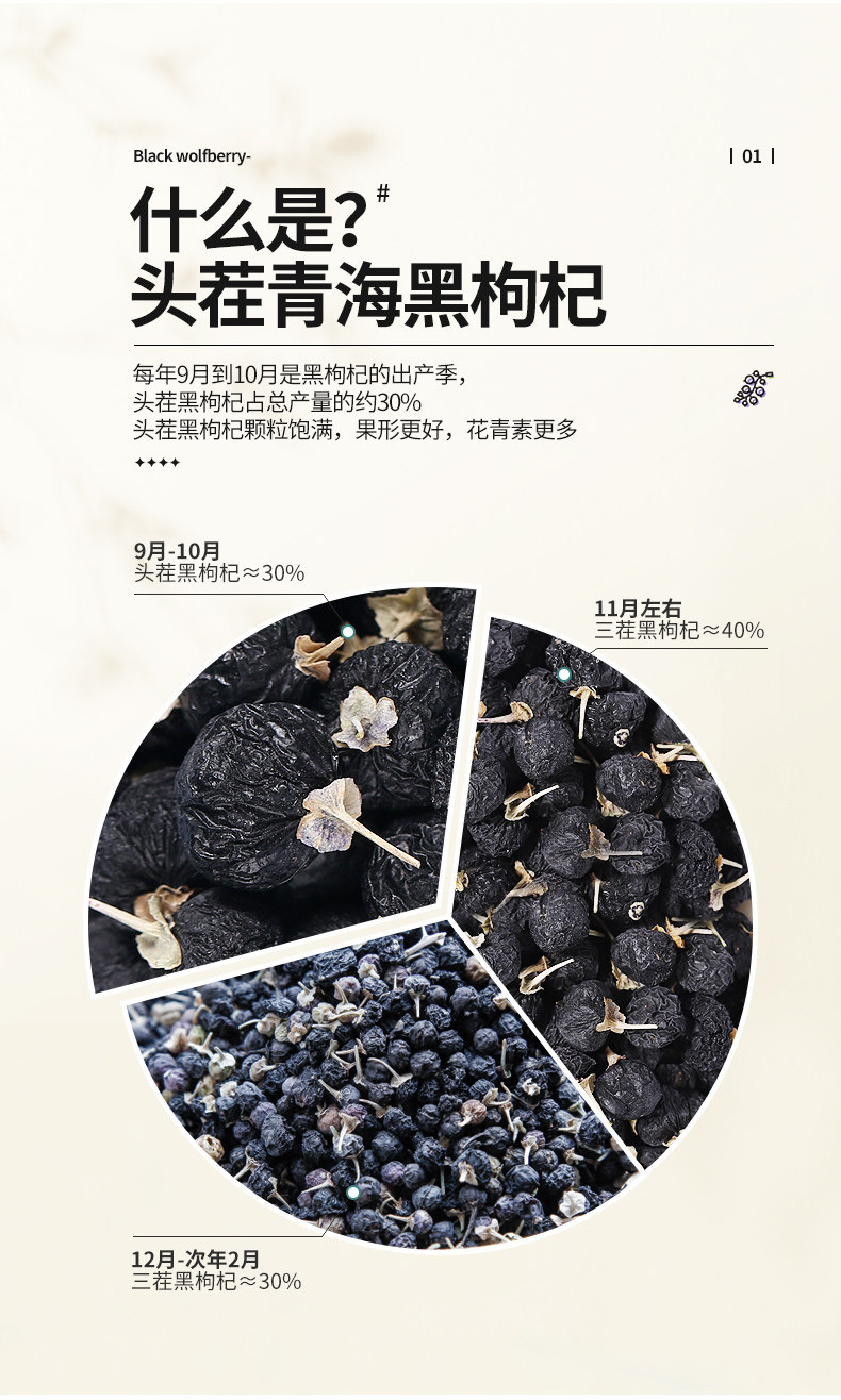 Black Goji Berries Qinghai Hei Gou Qi Dried Fruit 100g Bottle for Tea and Daily Wellness key features