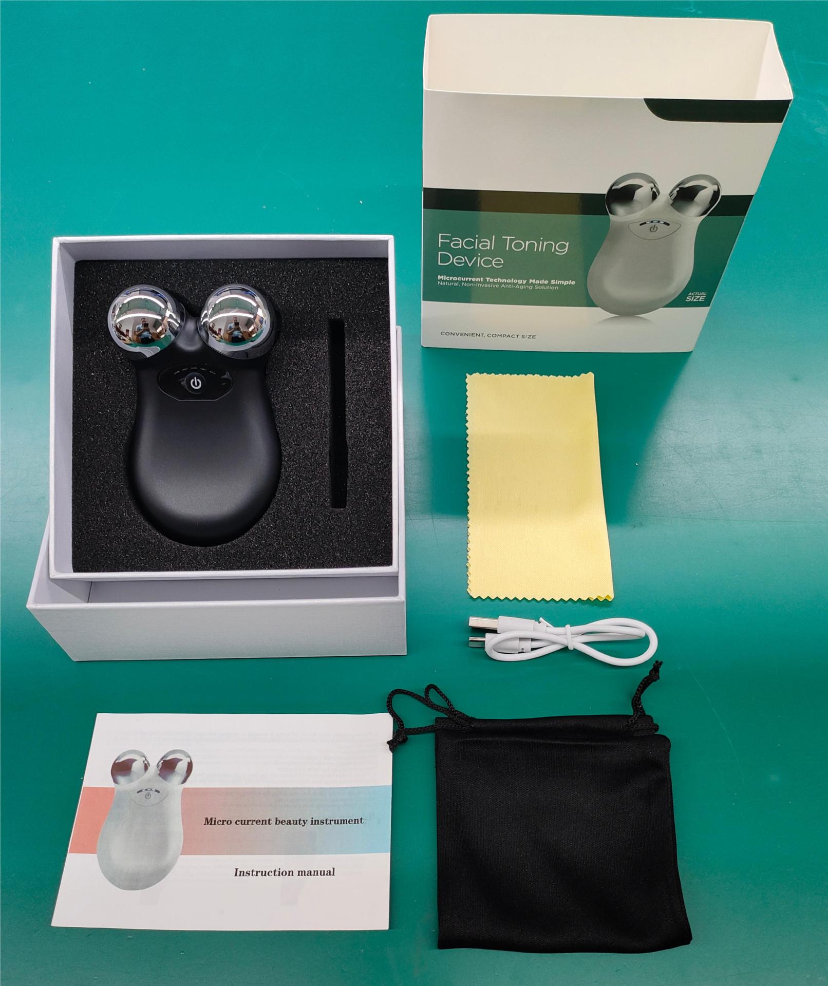 Dispositivo de belleza EMS de microcorriente, rodillo de doble cabezal, bola mágica, masajeador facial, rodillo facial en V