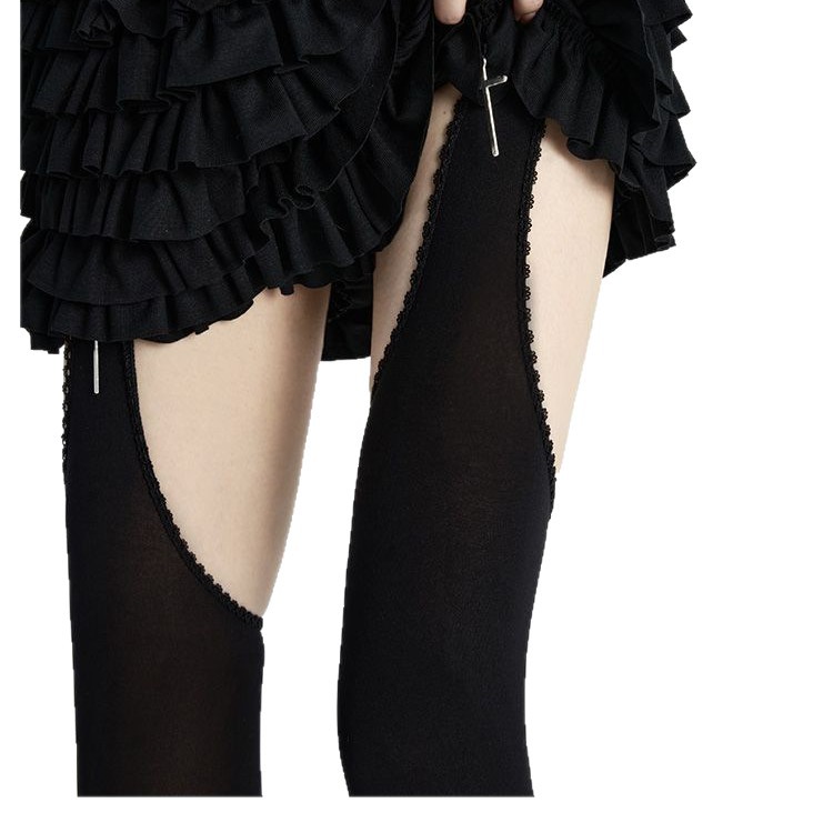 Gray Suspender One-Piece Over-The-Knee Socks for Women Velvet Sexy Sexy Lace Long Black Jk Thigh Socks