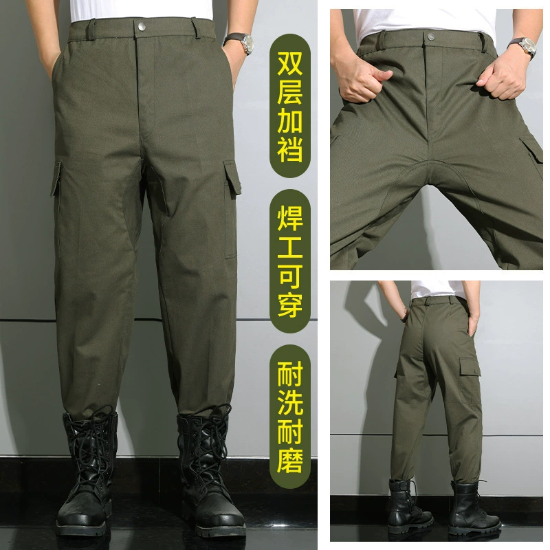 Work travel green trousers