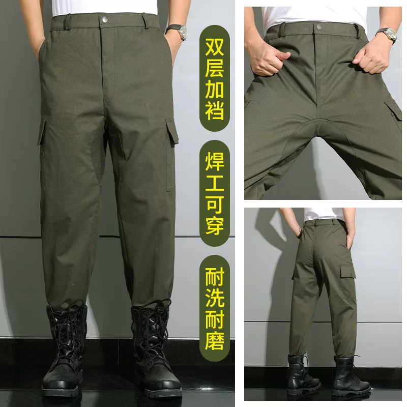 Work travel green trousers