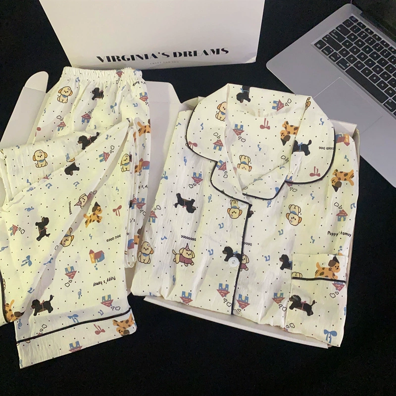 Пижамный комплект с длинным рукавом (Hello Kitty), хлопок, японский стиль, размеры M–XXL
