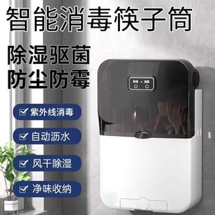 Household Intelligent Disinfection Chopsticks Holder Drain-proof and Mildew-proof Wall-mounted Chopsticks Storage Holder with Lid Kitchen Storage Rack