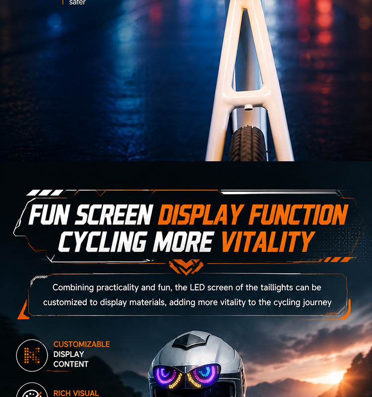 Cross-border motorcycle and bicycle helmet LED devil's eye warning light, night riding devil's eye decorative ambient light