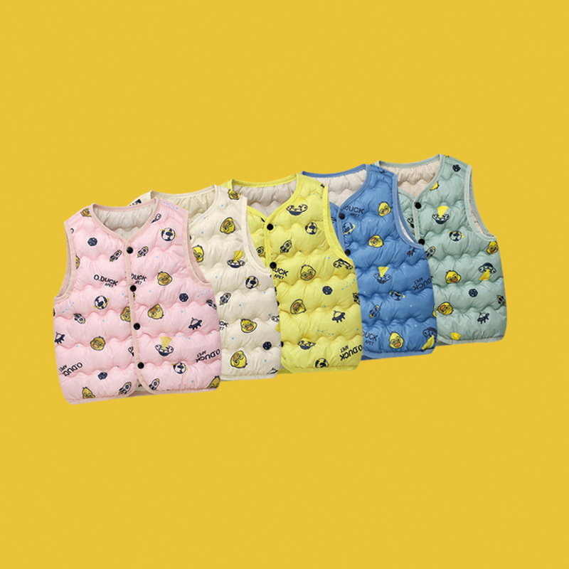 Comercio exterior transfronterizo, nuevo modelo 822, chaleco infantil con diseño de patito amarillo, ropa infantil, chaleco cálido de algodón para bebés