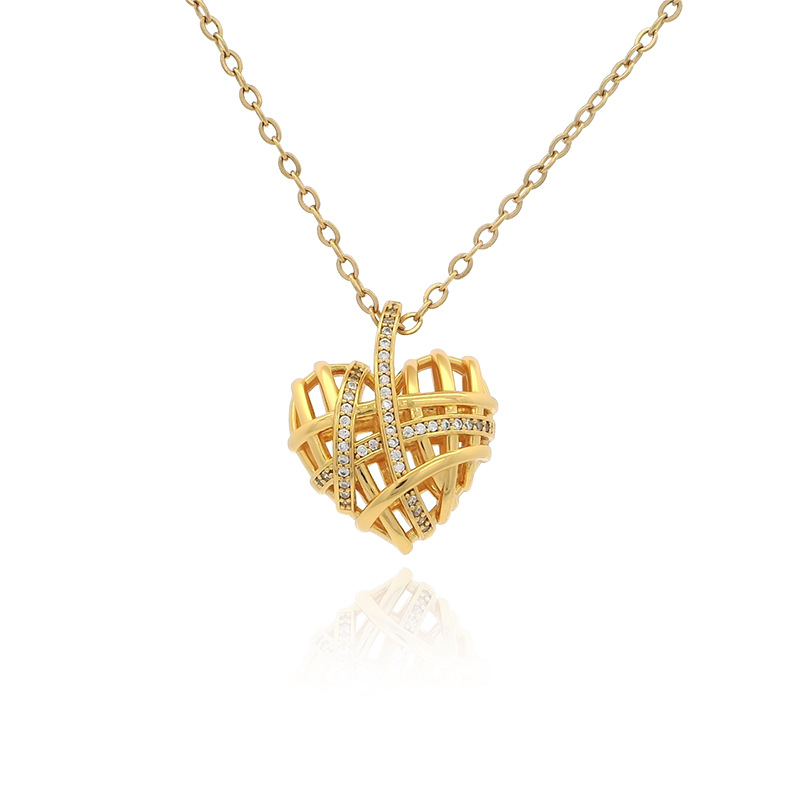 Xuping gemas artificiales simple hueco estereoscópico amor colgante oro ligero lujoso nicho colgante único colgante mujer