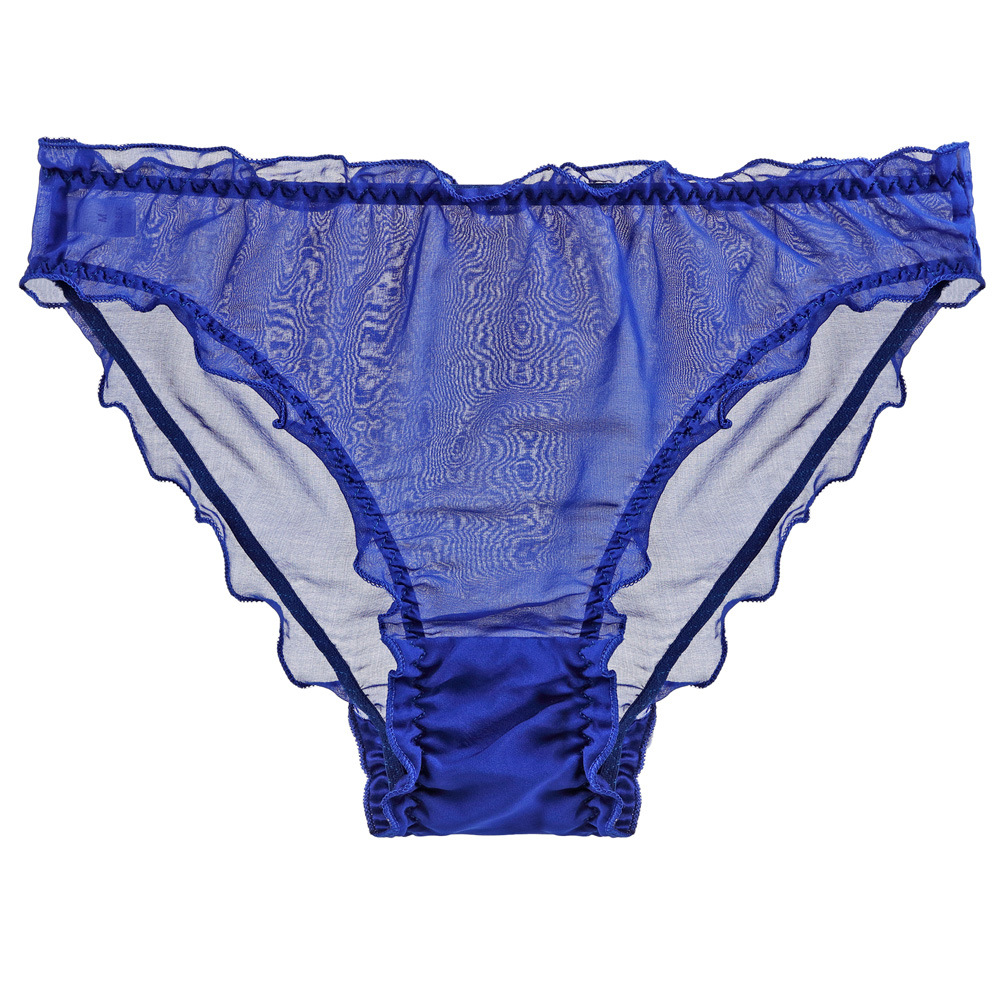 Lady Mulberry Silk Panties Translucent Chiffon Sexy Briefs Ruffled Underwear - Picture 21 of 23