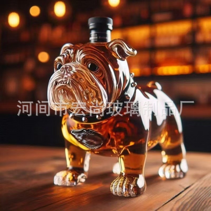 高硼硅玻璃沙皮犬威士忌酒瓶泡酒瓶玻璃工艺酒瓶沙皮狗玻璃酒瓶