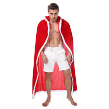 欧美男士圣诞节连帽斗篷 派对服装红色披风角色扮演cosplay表演服