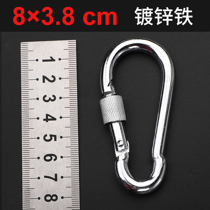 Yitu 8*80mm Iron Galvanized Safety Buckle with Nut, Outdoor Carabiner, Spring Buckle, Ready for Sale