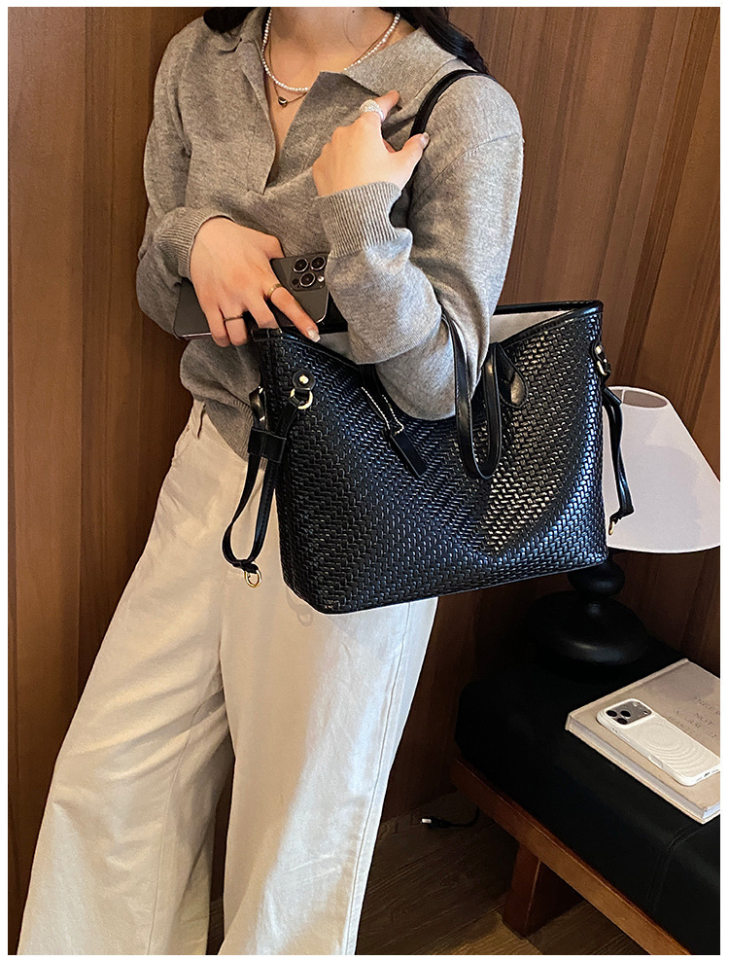 Túi tote nữ dáng kẹp nách đeo vai kiêm xách tay cỡ lớn — màu cà phê, màu nâu, xanh lá cây, đen chi tiết 12