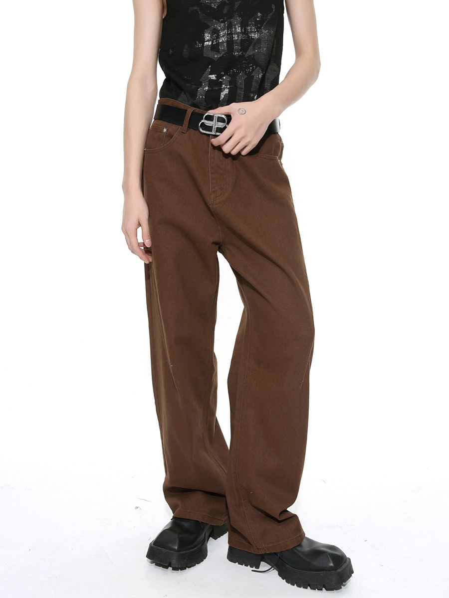 Ropa para hombre MTLCLOTHES | Jeans básicos holgados de estilo coreano, de color liso, estilo Cleanfit, lavados, de corte recto y sencillos.