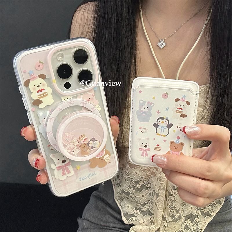Foundation Penguin Magnetic Card Holder Suitable for Samsung S23Ultra Mobile Phone Case S26+/S24Fe Cartoon S25A5756