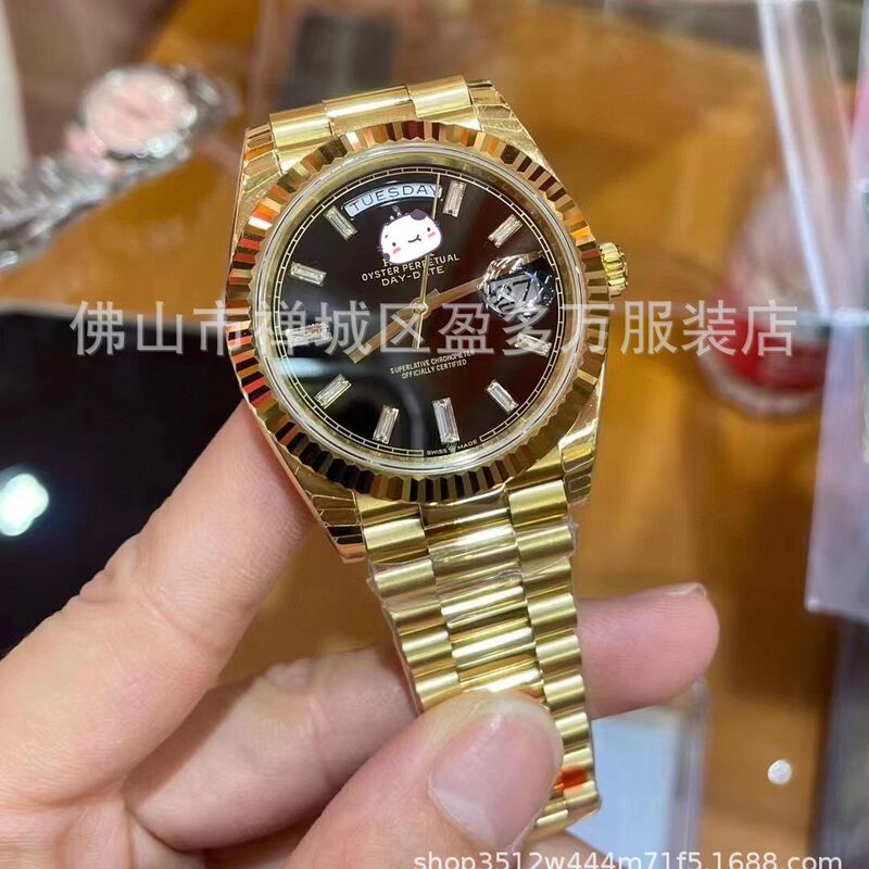 Cross-border Black Candy Log Watch Men's Watch Automatic Mechanical Watch Men's Fine Steel Belt Business Waterproof Double Calendar Watch