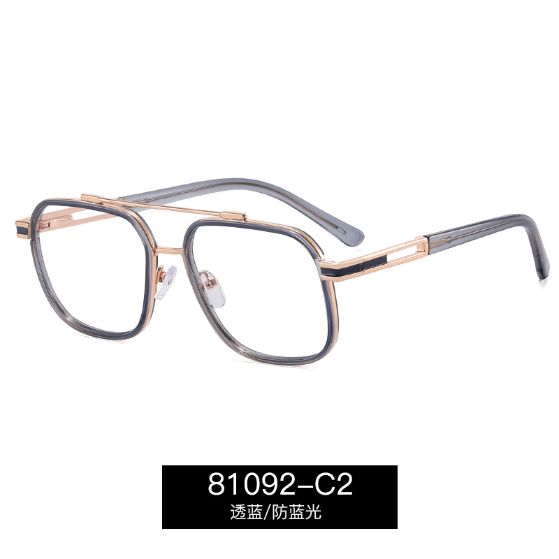 81092 nuevo marco de Gafas de metal TR90 doble haz polígono gafas lisas anti-Luz Azul gafas marco puede ser equipado con gafas de miopía