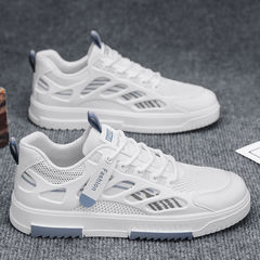 Spring 2024 new sneakers, men's trendy shoes, soft soles, comfortable and breathable, low-cut lace-up fashionable casual shoes, mesh shoes