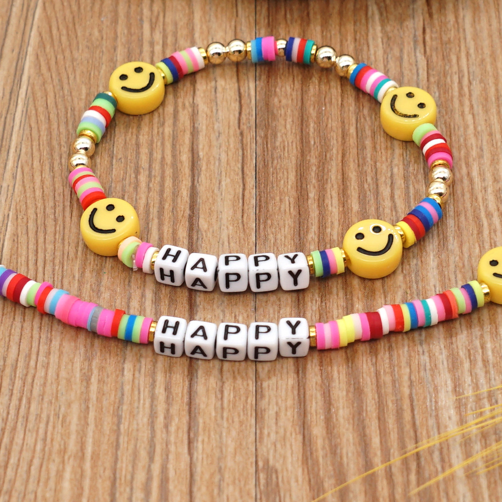 Letter Bohemian No Inlaid Plastic Soft Clay Bracelets Wholesale display picture 4