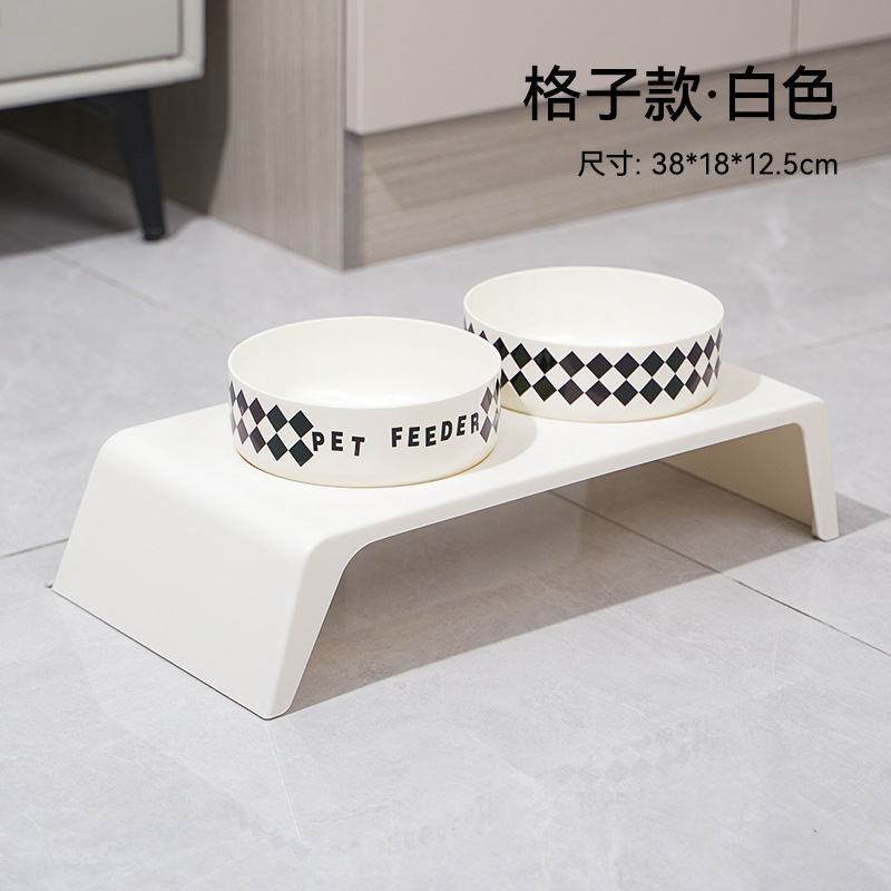 Tazón para mascotas Tazón para gatos anti-volcado Tazón para gatos Protector de cuello para gatos Tazón para perros Tazón doble de acero inoxidable Tazón para perros nuevo transfronterizo al por mayor