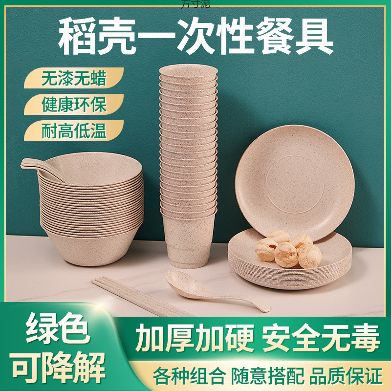 Disposable Tableware Set for Wedding Banquet, Picnic Barbecue, High-Looking Combination Tableware Set of Four Pieces