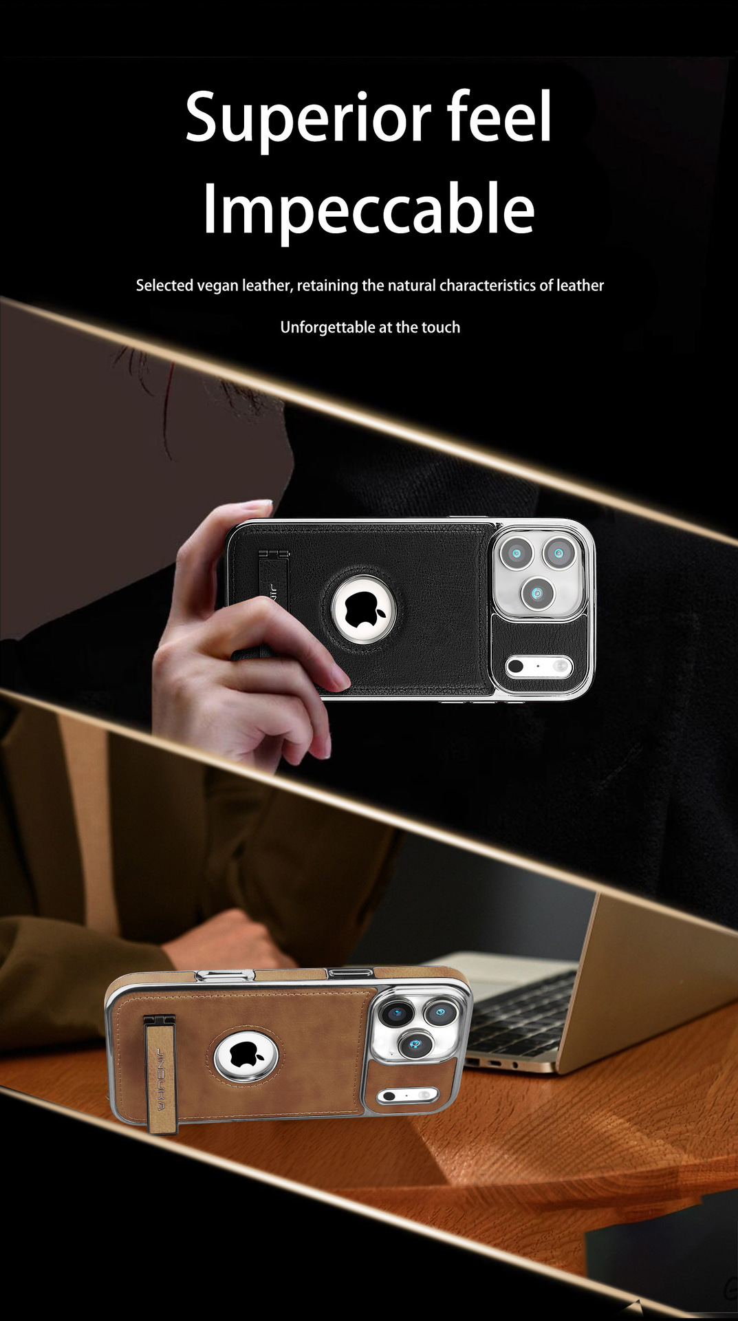 Ốp lưng da mạ điện kim loại cao cấp cho iPhone 16/17 Pro Max — [Da mạ đen] Giá đỡ lỗ lớn, [Da mạ điện màu nâu] Giá đỡ lỗ lớn, [Da mạ màu xanh] Giá đỡ lỗ lớn, [Da mạ điện màu tím] Giá đỡ lỗ lớn chi tiết 25