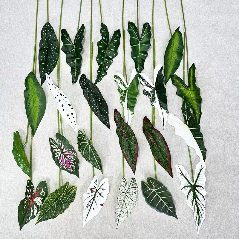 新品仿真海芋叶海棠叶彩芋叶  商场橱窗摄影背景造景客厅摆设绿植