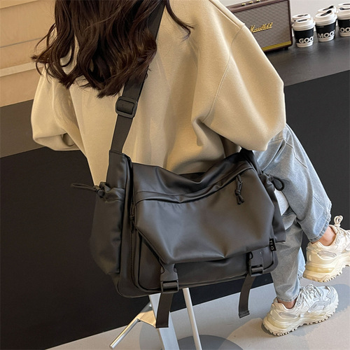 Leather bag for women, women's crossbody bag with oxford fabric, shoulder bag, underarm bag, fashionable and versatile small square bag