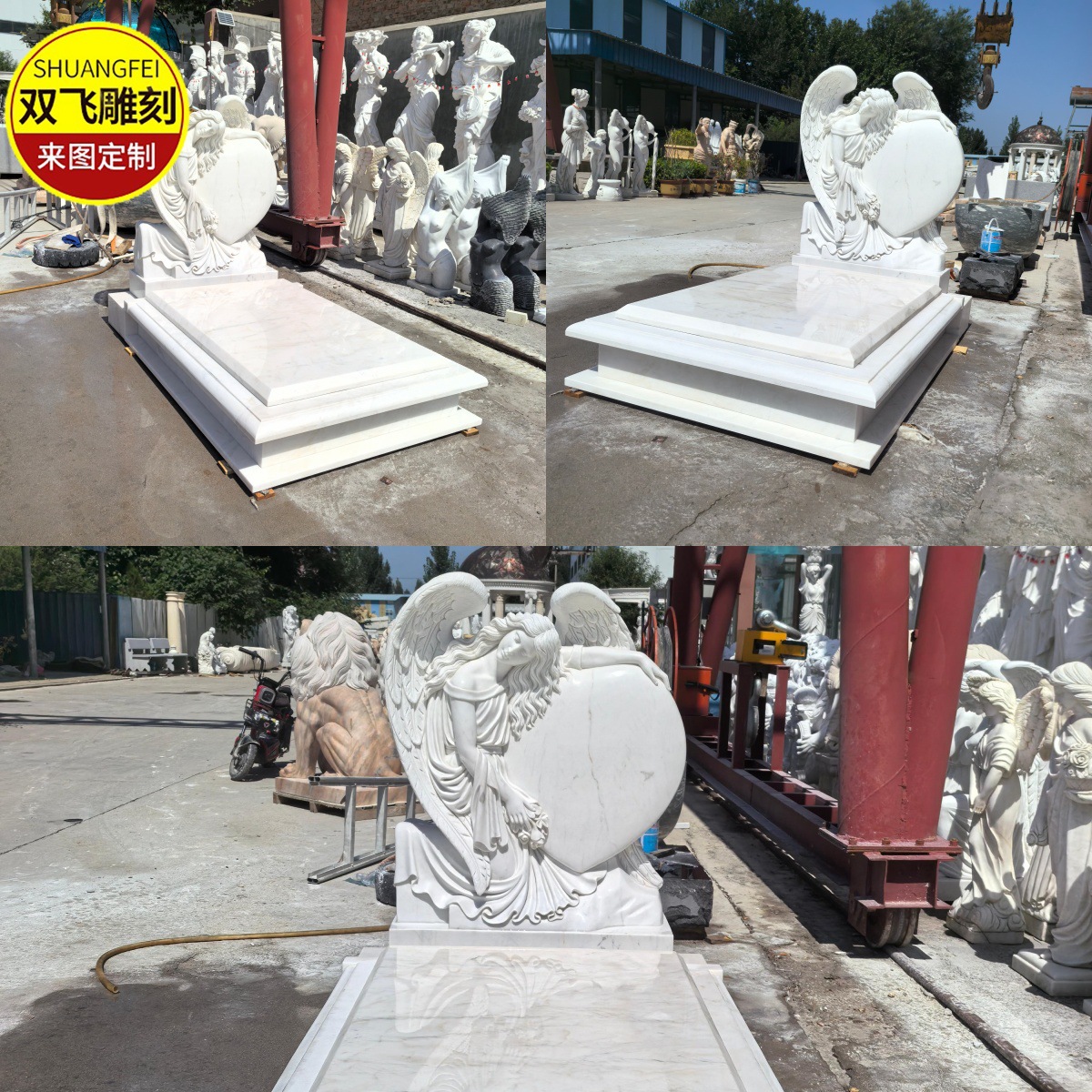 大理石墓碑汉白玉墓碑西方欧式人物刻字石雕碑花岗岩天使墓碑摆件