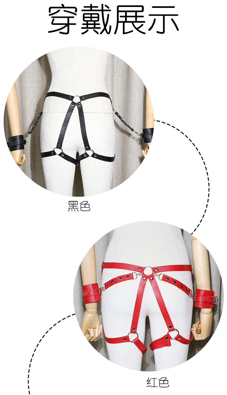 Jiuai Metal Bondage Handcuffs Black SM Restraint Props for Couples — detail image 5