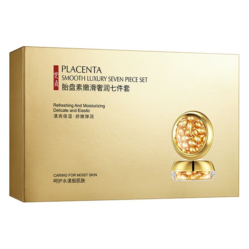 Fanzhen placenta tierna y suave hidratante de lujo caja de cuidado de la piel de siete piezas hidratante rejuvenecimiento de la piel productos para el cuidado de la piel traje
