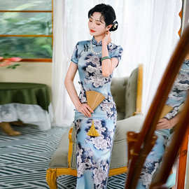 2026年新款爆款厂家直销批发改良旗袍连衣裙真丝桑蚕丝夏季长款