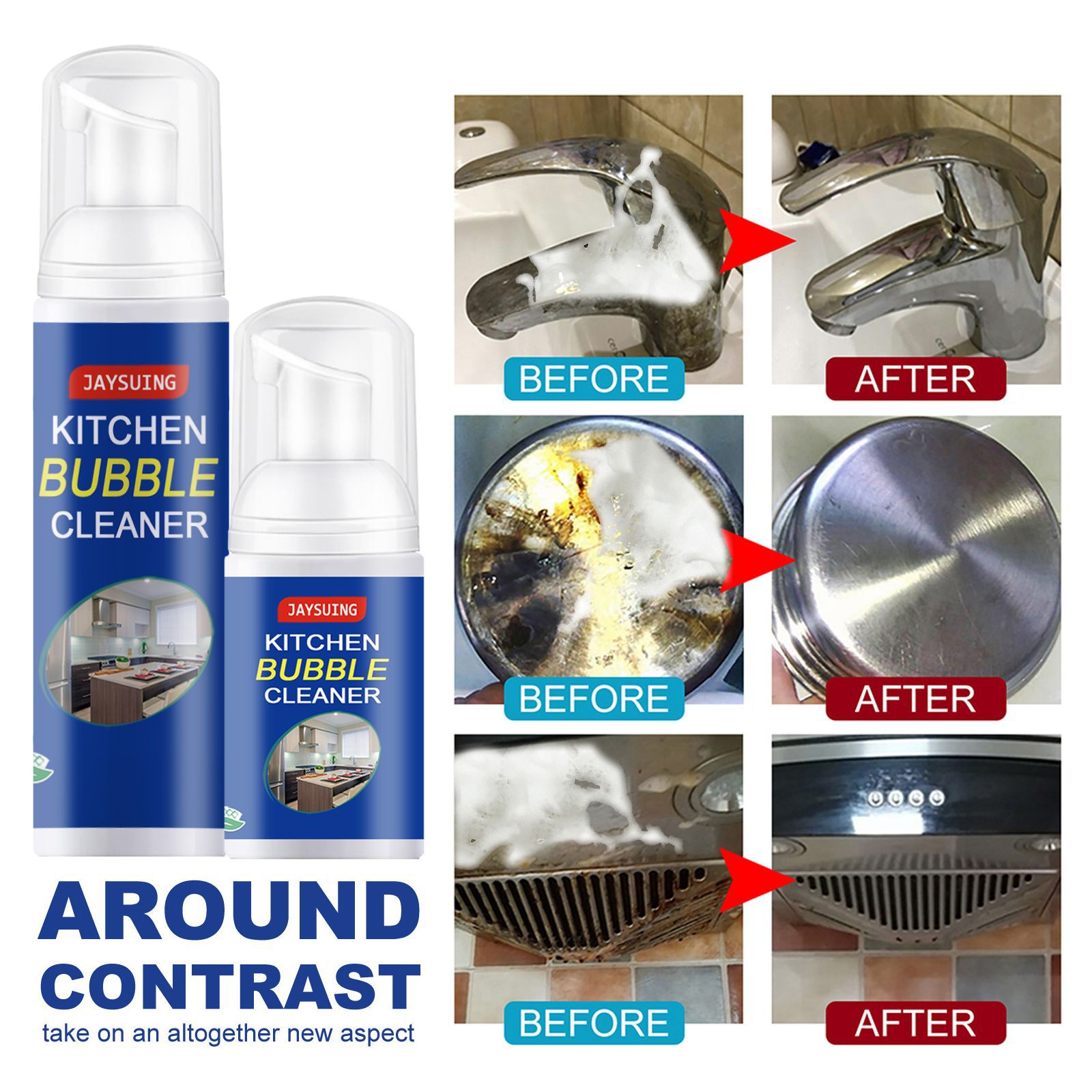 Jaysuing 廚具除鏽泡沫清潔劑 廚房灶台油煙機清潔重油污清潔劑