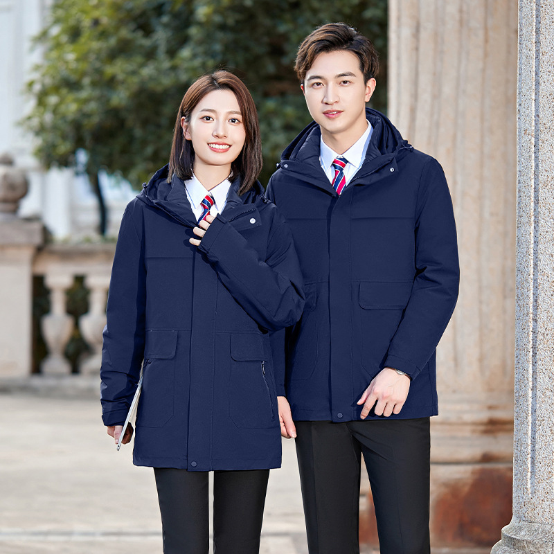 Down Parksuit Men's and Women's Three-in-One Detachable Liner Coat Coat Long Real Estate Property Work Clothes Down Parksuit Men's and Women's Three-in-One Detachable Liner Coat Coat Long Real Estate Property Work Clothes