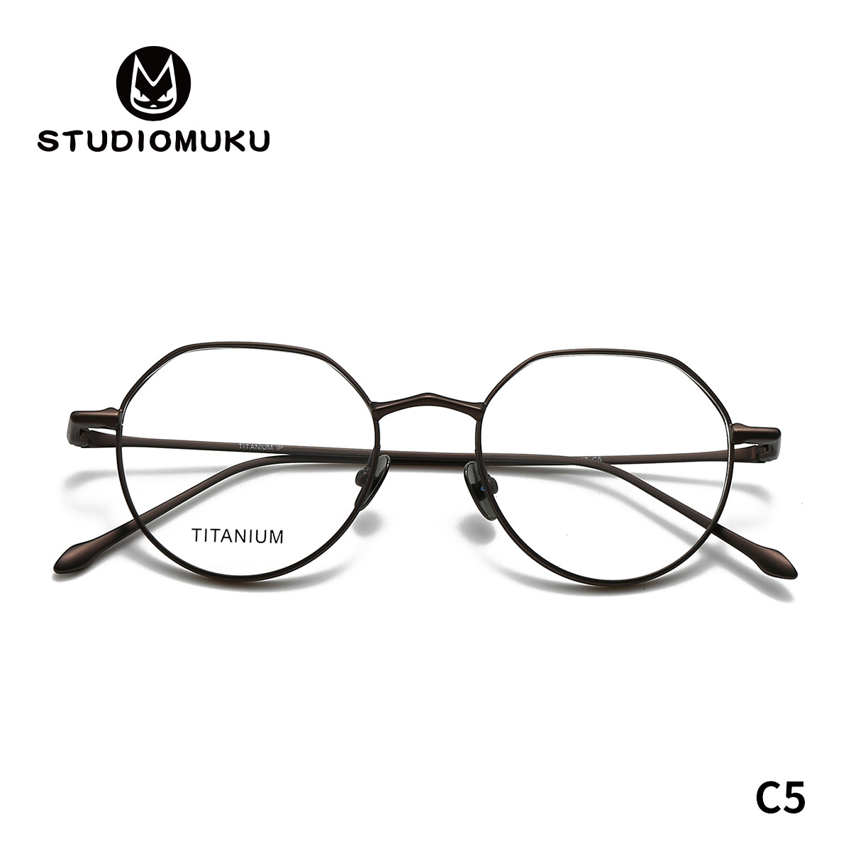 STUDIOMUKU gafas mucolas reajuste gafas de marco de marco poligonal ampliado con estructura de marco