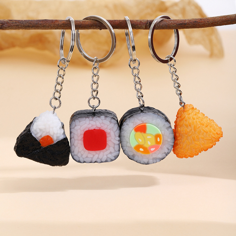 仿真几何饭团钥匙扣挂件创意日式海苔紫菜寿司模型小众包包挂饰
