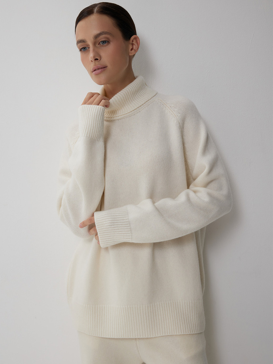 Suéter de Cuello Alto de Lana, Estilo Europeo y Americano, Otoño-Invierno 2025, Nuevo Suéter Holgado de Punto, Cálido para Mujer image 5