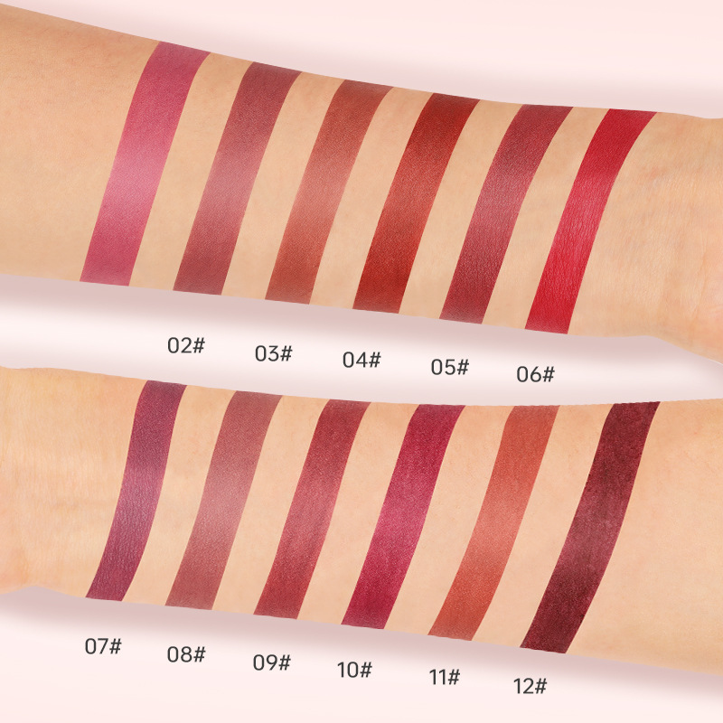 Crayon à lèvres mat nude LACHAVA pour souligner les lèvres Marqueur à lèvres rouge Beauty Mouth 12 couleurs_voghion.com