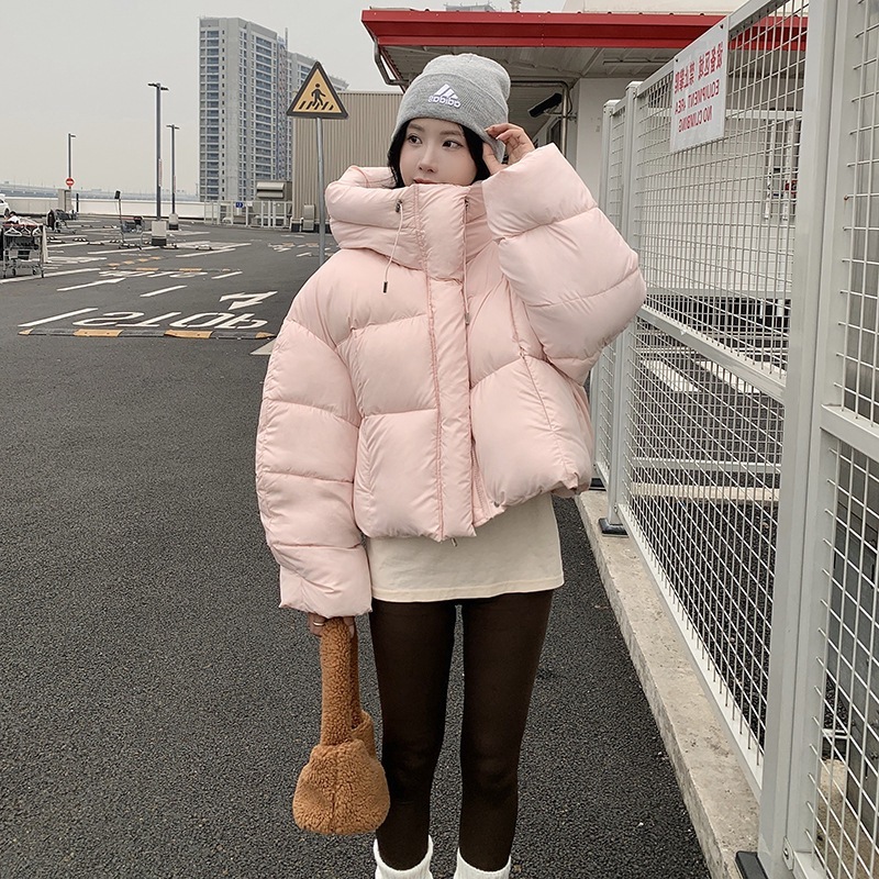 秋冬新款韩版新款连帽糖果面包羽绒棉服女加厚宽松小个子短款外套|undefined